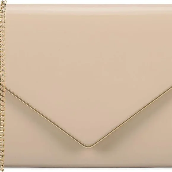 Women's Clutch Bag Faux Patent Leather Satin Lined Night Out Party Purse