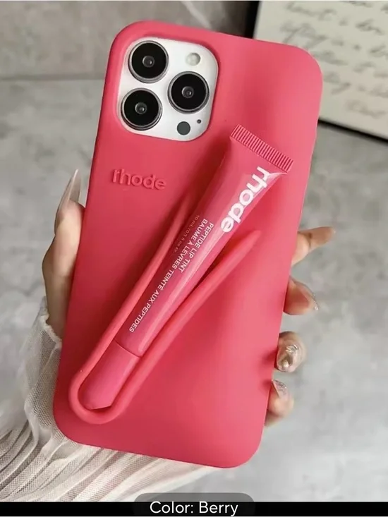Rhode lip case iPhone 11 Pro Max phone case in Berry with lip gloss included
