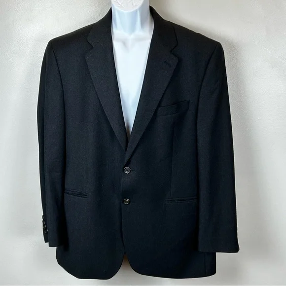 Chaps Ralph Lauren Blazer Mens 46R‎ Charcoal Gray Wool VTG Sport Coat 2 Button