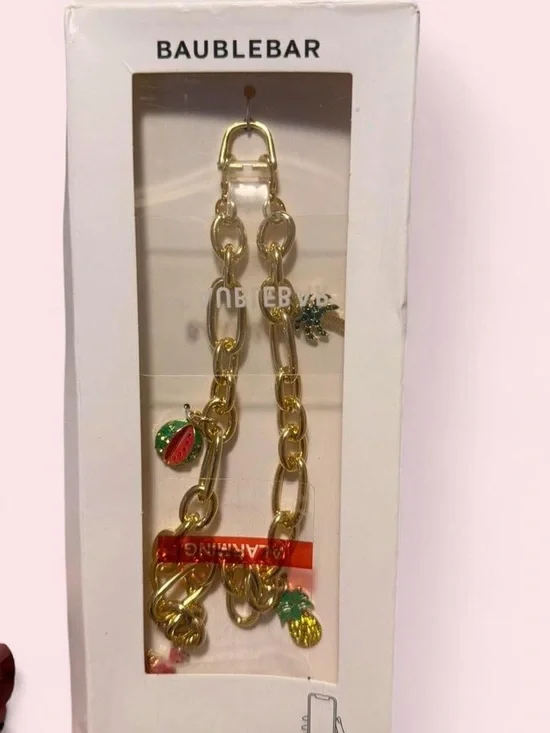 BaubleBar Gold Link Charm Chain for Phone with Summer Charms