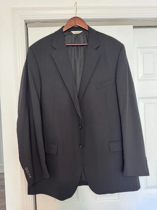 Pronto Uomo 100% Worsted Wool Black Suit Jacket Blazer 50T