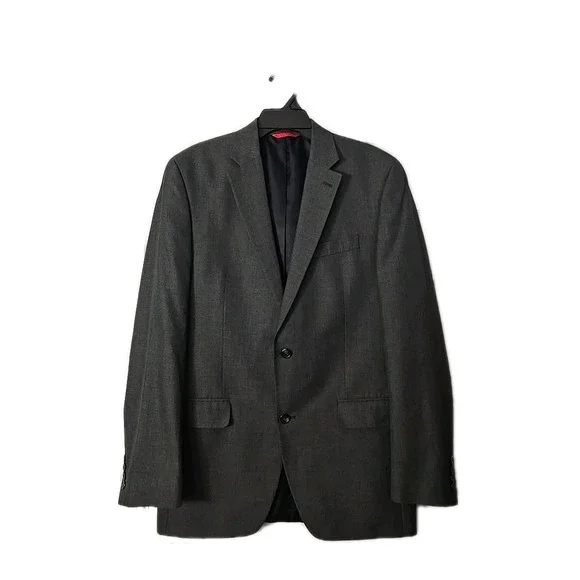 Chaps 40L DarkvGray Sport Coat Blazer Jacket Geometric 2-Button Polyester, Rayon