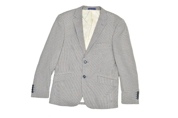 Berragamo Collezioni D'Italia Men's 42R Plaid Blazer Blue Tan Lazio-Jackets Spor