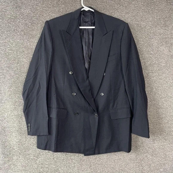 Vintage‎ Ermenegildo Zegna Suit Jacket Mens 52 (US 42) Blue Wool Peak Lapel 90s