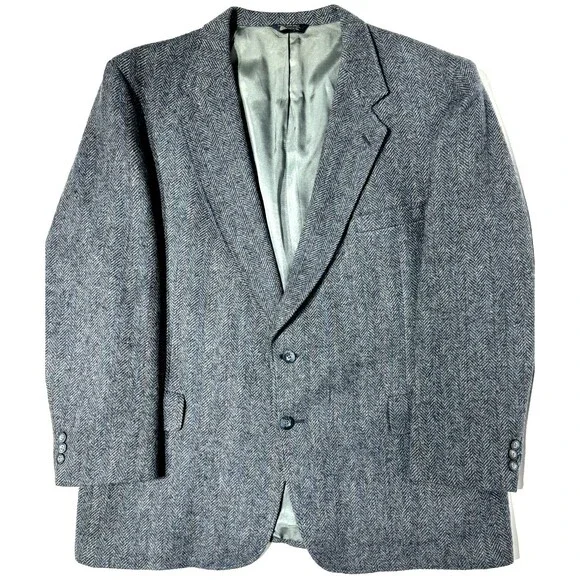 Vintage Kuppenheimer USA 100% Wool Tweed Blazer Gray Blue Stripe ~ Men’s 46R
