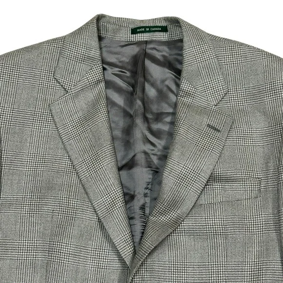 Lauren Ralph Lauren Silk Wool Blazer Mens 42R Gray Nailshead 2 Button Sport Coat