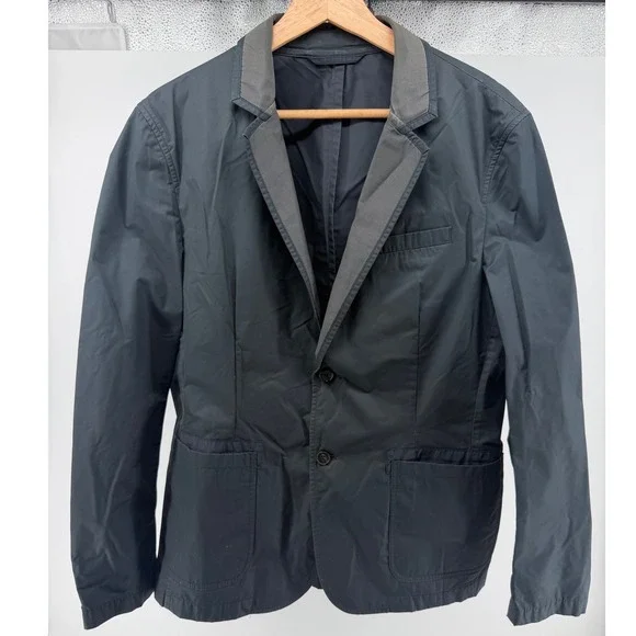 AllSaints Mens Italian Cloth Blazer Jacket Black Size 38 2 Button Sport Coat 803
