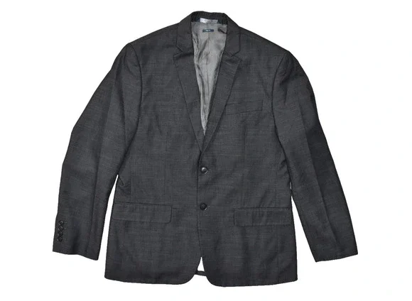 Perry Ellis 42 Short Slim Fit Gray Micro-Twill 2-Button Lined Sport Coat Jacket
