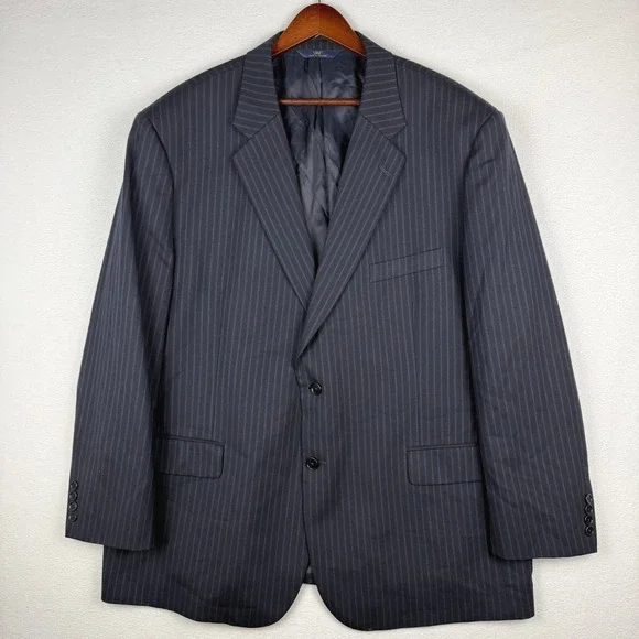 Brooks Brothers 346 Suit Jacket Mens 50R Navy Blue Pinstripe Wool Stretch Blazer
