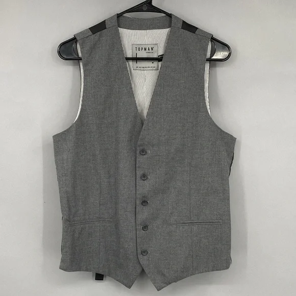 Topman Men’s Vest Waistcoat Size 40 Gray Preppy Academia‎ Classic Waist Coat