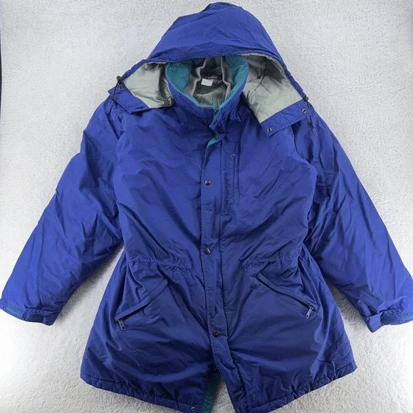 Vintage LL Bean Penobscot Parka Jacket FITS SMALL Blue Hooded‎ Winter 90s