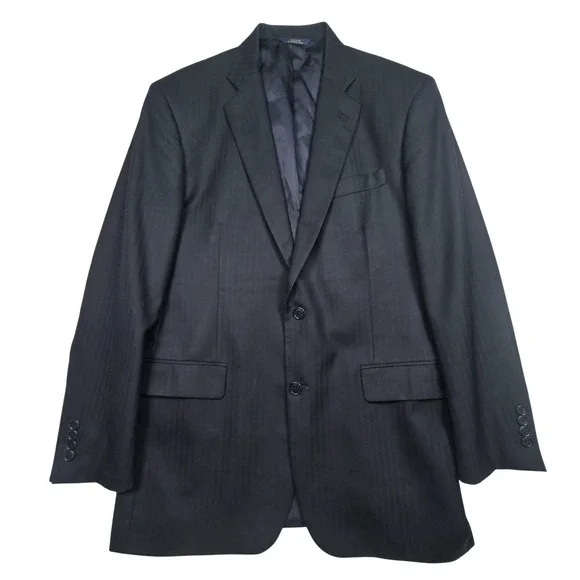 Brooks Brothers Saxxon Wool 1818 Madison Blazer Mens 42L Dark Blue Herringbone