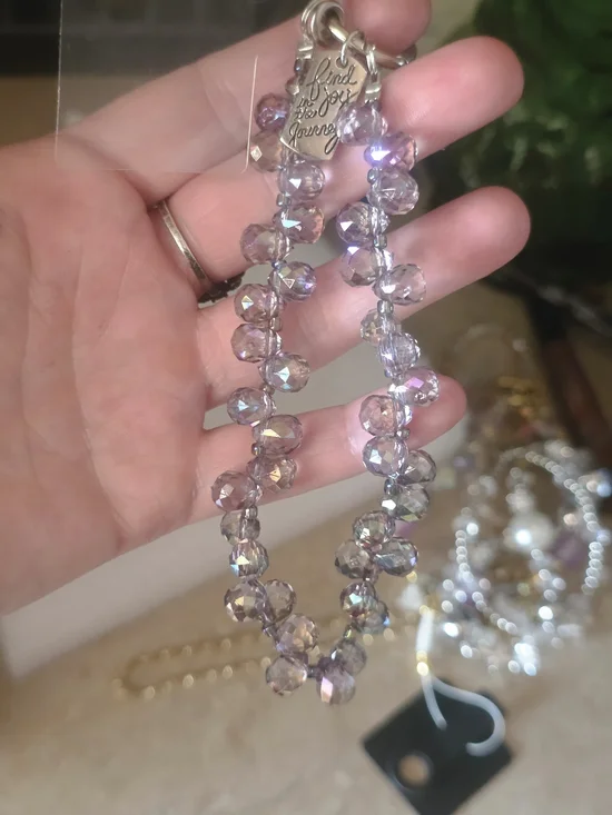 Inspirational Faceted Bead Wristlet For Phone. Lavender - Unbranded