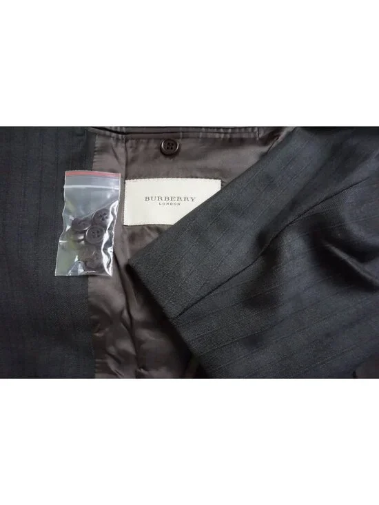 Burberry London Brown Black Striped Wool 2 Pc Suit Jacket Pants Sz 44R BRAND NEW