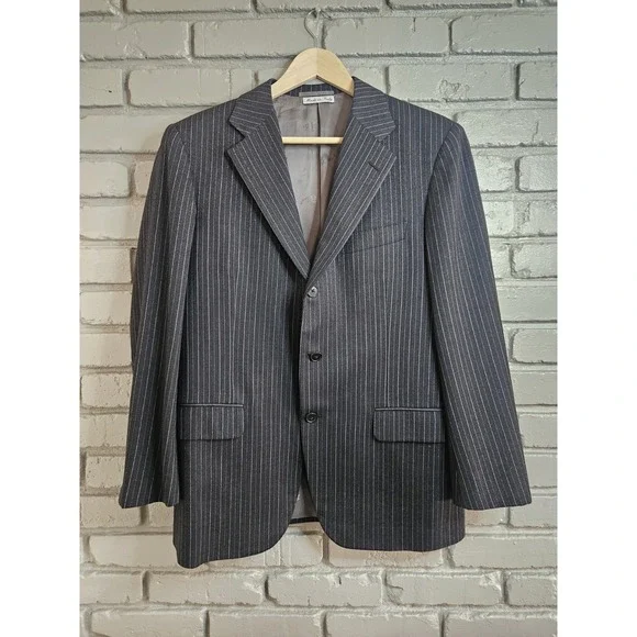 Belvest Wilkes Bashford Men's Suit Jacket Blazer Black Pinstripe‎ EU50 US40