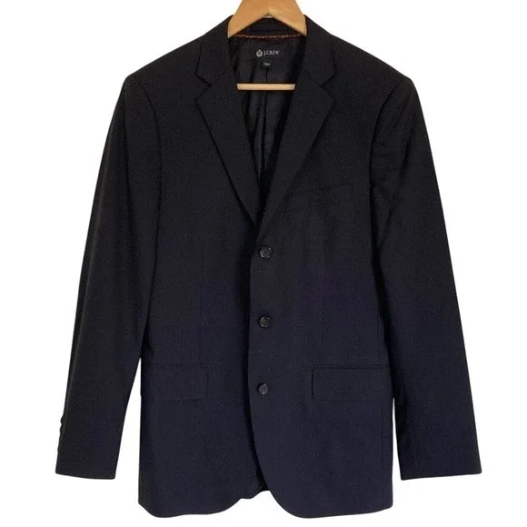 J. Crew Men's Alridge Wool‎ Blazer Jacket Navy Pinstripe Size 38R 3 Button