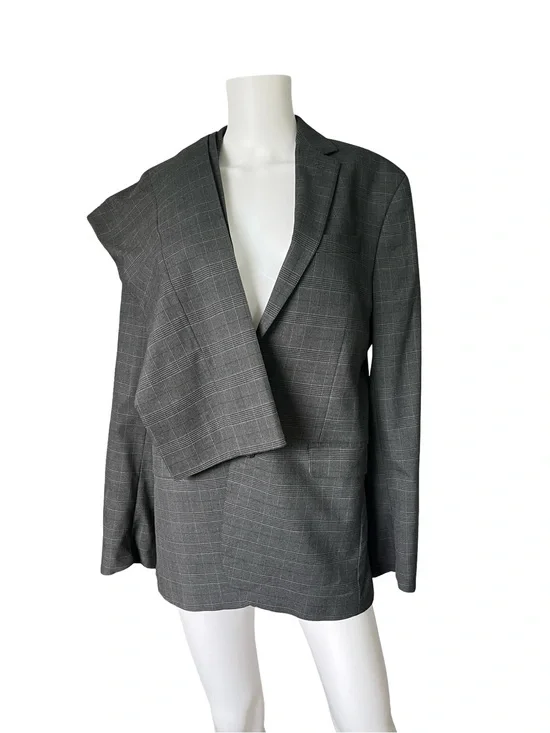 Banana Republic Factory Two Piece Suit Gray Houndstooth Plaid Neutral Mens