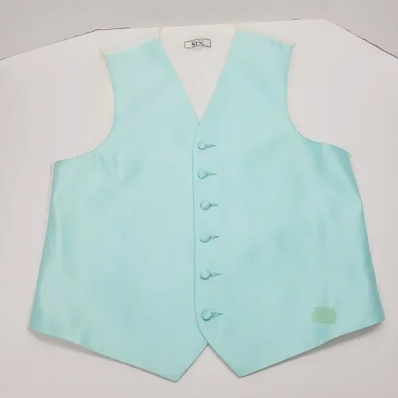After Six Formal Vest Robbins Egg Blue Satan Wedding Prom Mens Size Medium