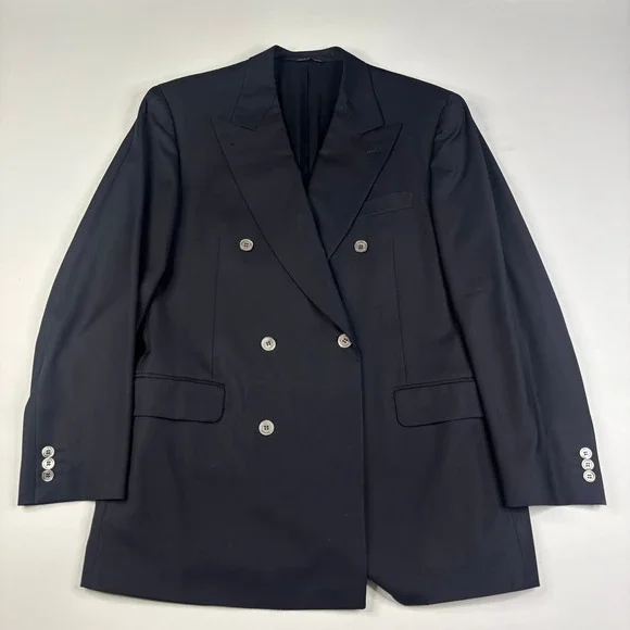 Canali Proposta Blazer Mens 50R (US44) Black Double Breasted Loro Piana 120 Wool