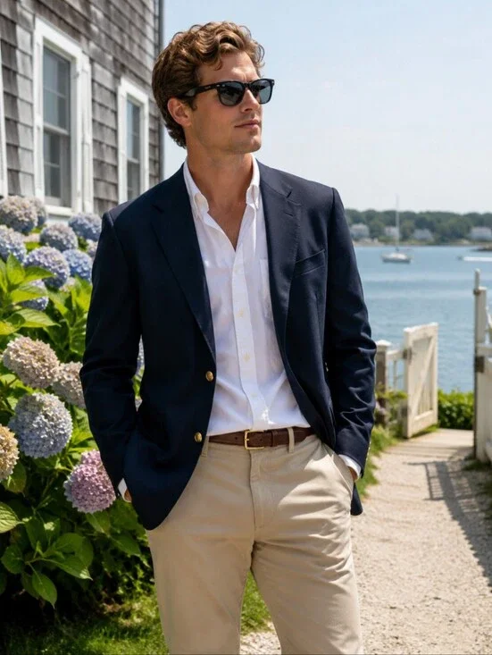 Wimbleton Navy Blazer Gold Buttons wool Blend Old Money Preppy Classic Sz 42R
