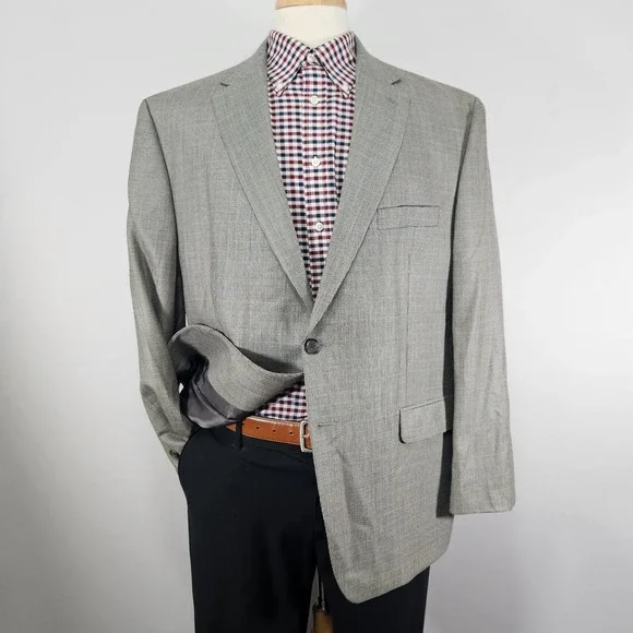 Lauren Ralph Lauren Men's Sport Coat Blazer Two Button Gray Plaid Silk Wool 46S