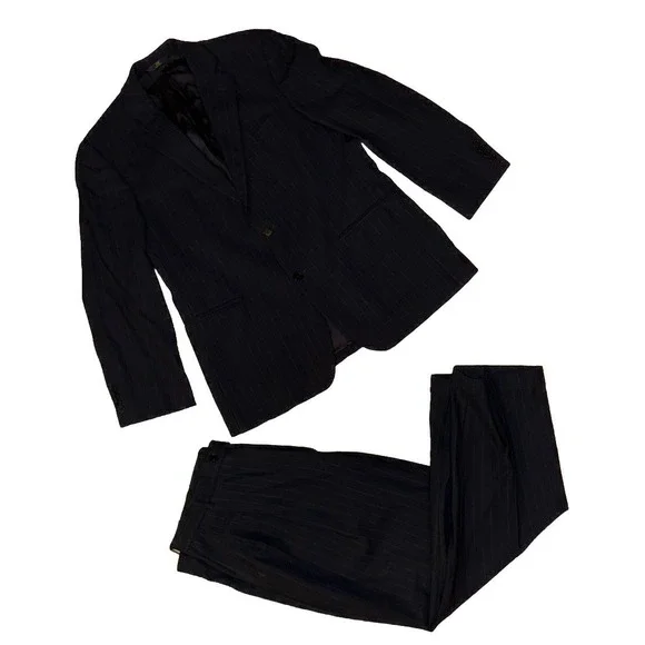 Brooks Brothers  346 Stretch Suit Men 42S Black Pinstripe  Wool Pants Size 40/29