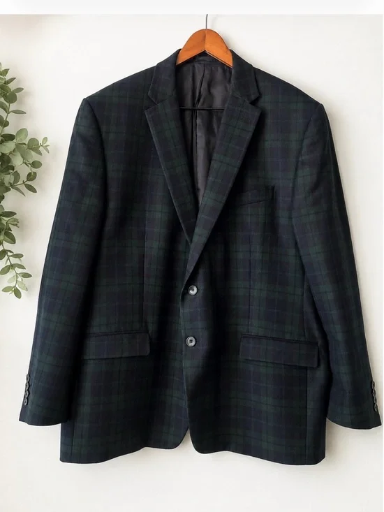 Lauren Ralph Lauren Blackwatch Plaid Sport Coat in Dark Green & Navy