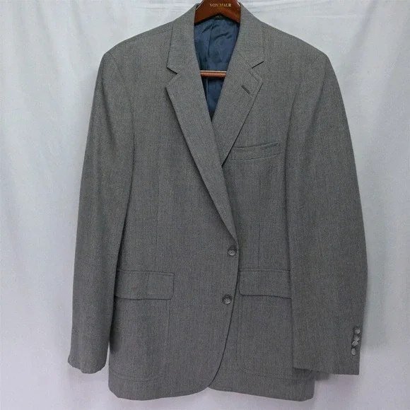 Hart Schaffner Marx 42L Gray Woven 2 Button Blazer Jacket‎ Sport Coat