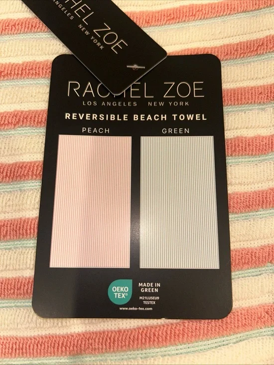 Rachel Zoe Rainbow Striped Reversible Peach Green 40x70