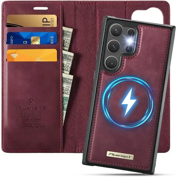 PlusnapX Wallet Case For Samsung Galaxy S25 Ultra Compatible With Magsafe, 2-n-1