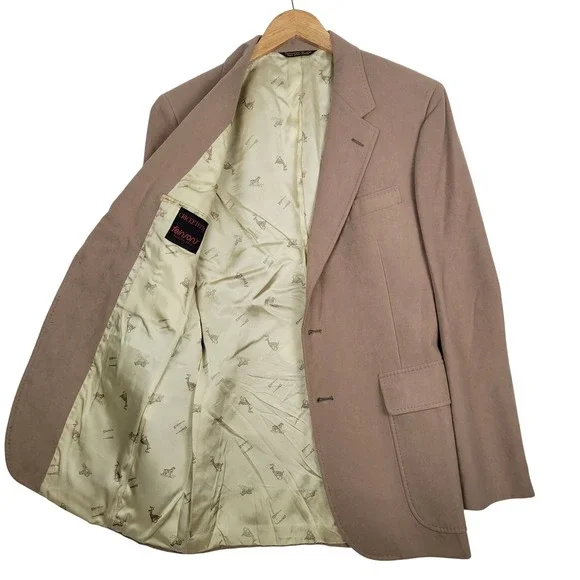 Mens Cricketeer Feinsons‎ Blazer Sport Coat 2 Button Tan Suede Like VTG 40R