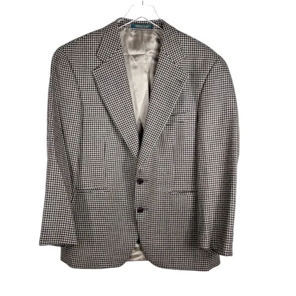 CHAPS Ralph Lauren Black & Tan Houndstooth Pure New Wool Men’s Blazer 42S