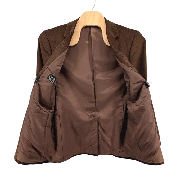 Jos A Bank Blazer Mens 43L Pre-Owned Sport Coat Brown Wool Silk Ribbed Corduroy