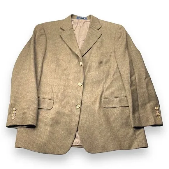 Alan Flusser Sports‎ Coat Mens 42R Brown Knit Wool Blazer