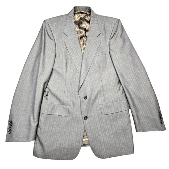 Vintage Christian Dior Blazer Mens‎ 42 Gray Pinstripe Suit Jacket Made USA 80s