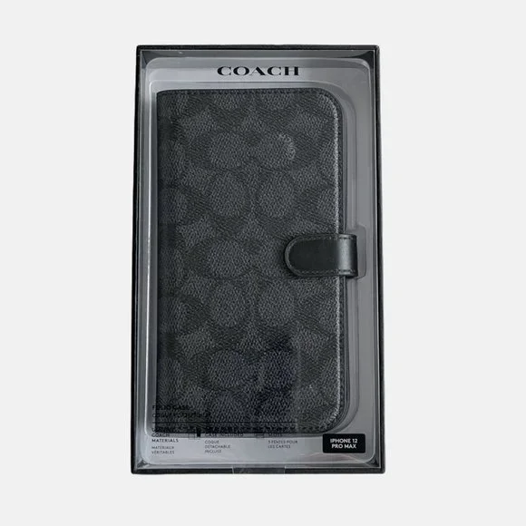 Coach Black Signature Canvas Folio Phone Case