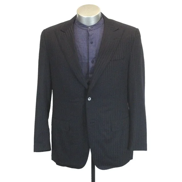 black stripe Ravazzolo peak‎ lapel blazer jacket sport suit coat italy 52 42 R