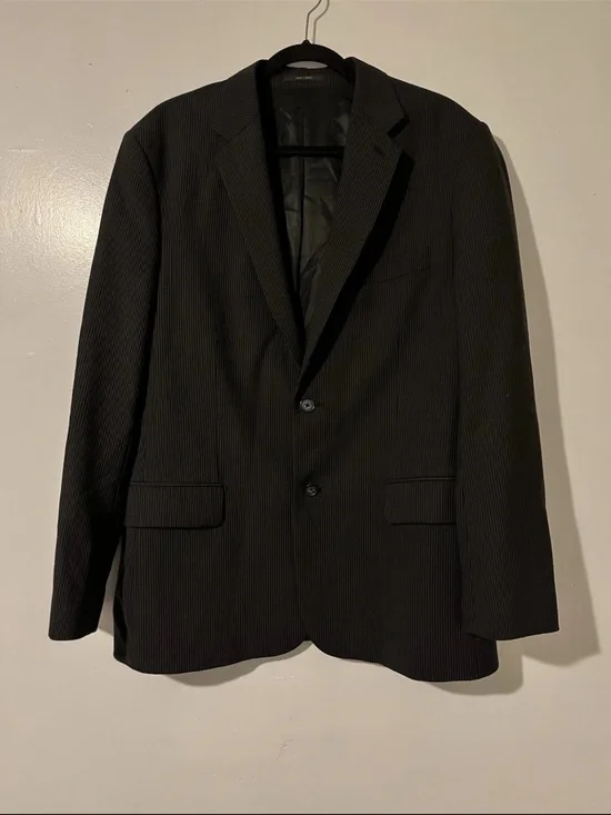 Express Men's Black Pinstripe Wool Blazer - Two-Button Sport Coat