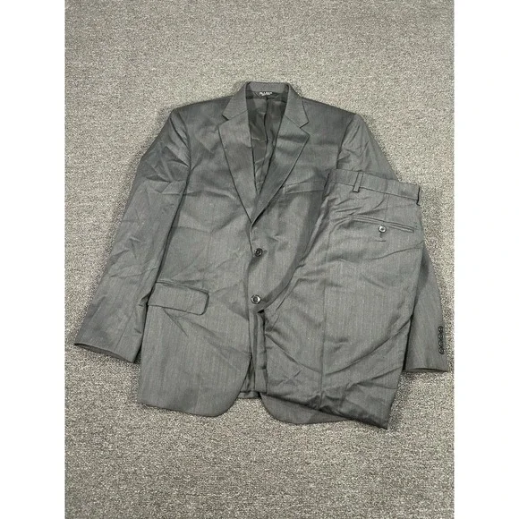 Jos‎ A Bank 2 Piece Suit Men's 40R Pants 36x31 Gray Striped 100% Wool Business