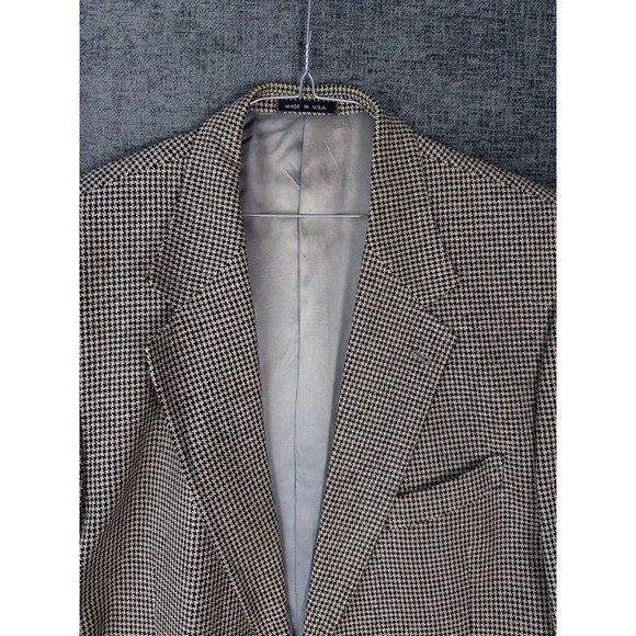 VTG Joseph Abboud Houndstooth Blazer Mens‎ 44R Single Breasted Business Academia