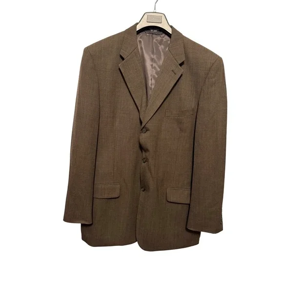 Jeffrey Banks Couture Men's Brown 100% Pure Wool Blazer Sport Coat‎ 46L