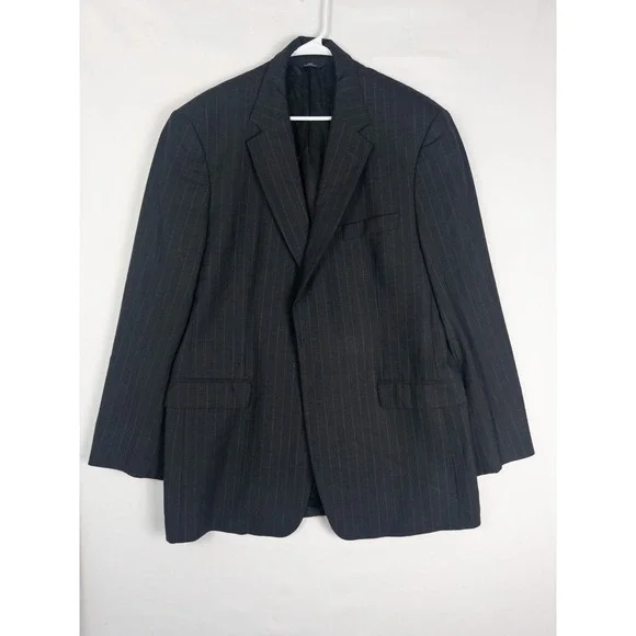 Brook Brothers 346 Blazer Mens 44L Gray Pin Striped Wool 2 Button Single Breaste