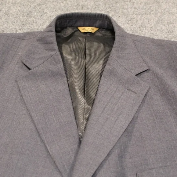 Luca Rossi Italia Mens Grey Pinstripe Suit Jacket Blazer 46L‎ Large Tall