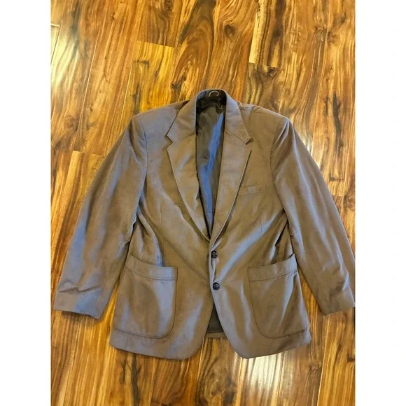 Farah Vintage Mens Brown Faux Suede Two Button Blazer Sport‎ Coat 44R Academic