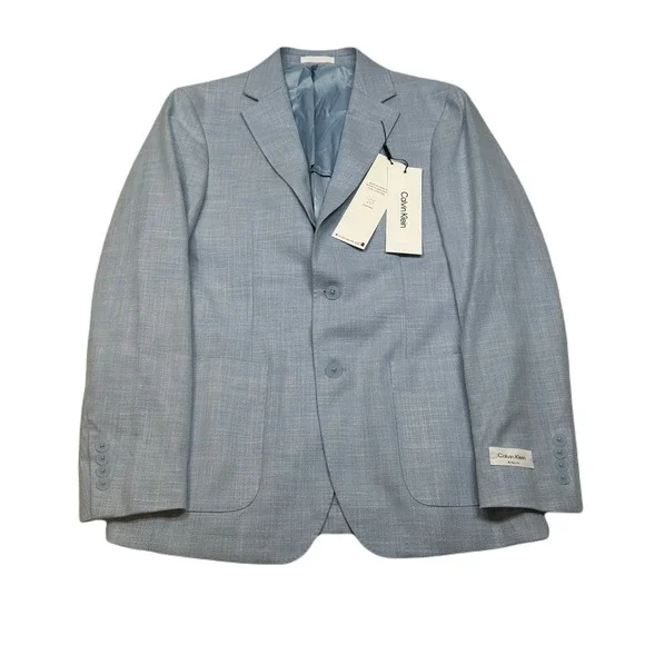 Calvin Klein Slim Fit Sport Coat Mens 38R 38‎ Light Blue Modern Fit Stretch $295