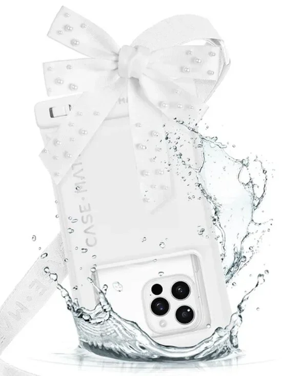 Case-Mate Waterproof Floating Pouch - Ivory Pearl Bow NWOB