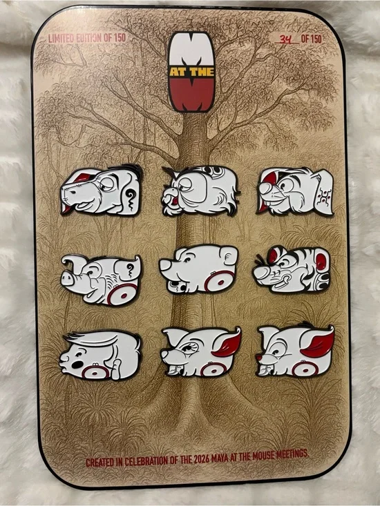 RARE Disney Winnie The Pooh Maya at the Mouse Convention Pin Set Mayan Artsy