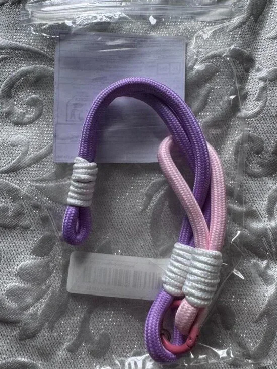 Purple / Pink Rope Wrist Strap Keychain 11 Inch Phone Charm Lanyard