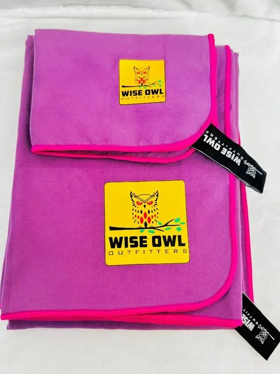 Wise Owl Outfitters Camping XL Towel & Hand Towel Ultra Soft Lavender Compact