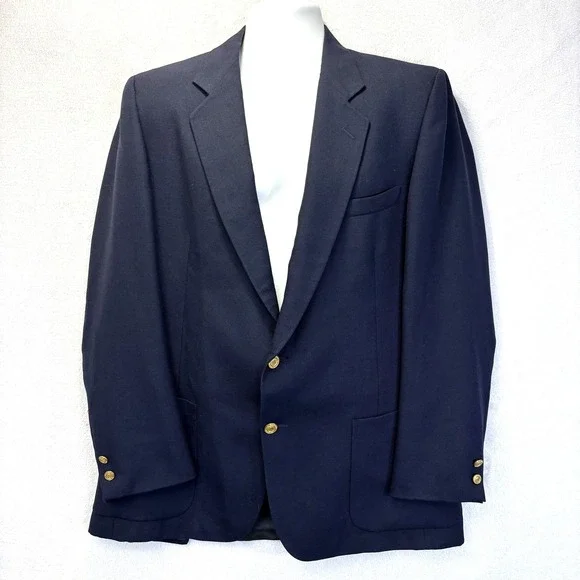 Vintage Pierre Cardin Blazer Mens 40 Navy Blue Gold Button Old Money‎ Preppy